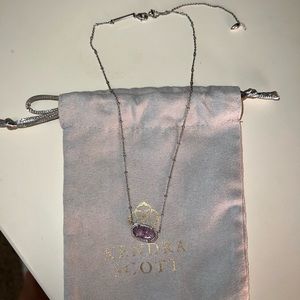 Kendra Scott necklace - silver chain, light purple pendant